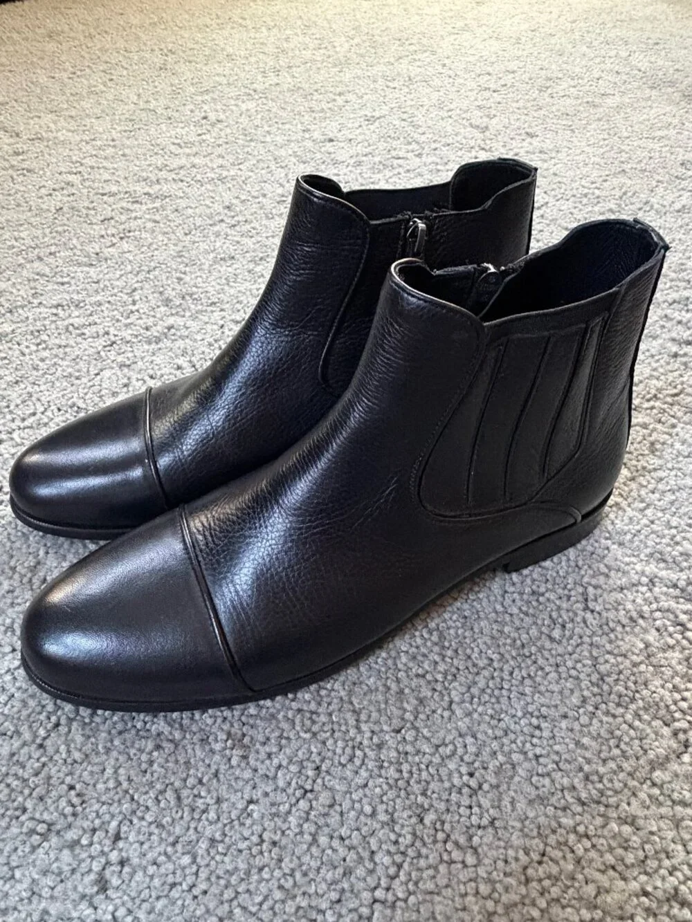 Marashli Black Leather Cap Toe Chelsea Boots EU 42 - US 9 Handcrafted Mint Cond.
